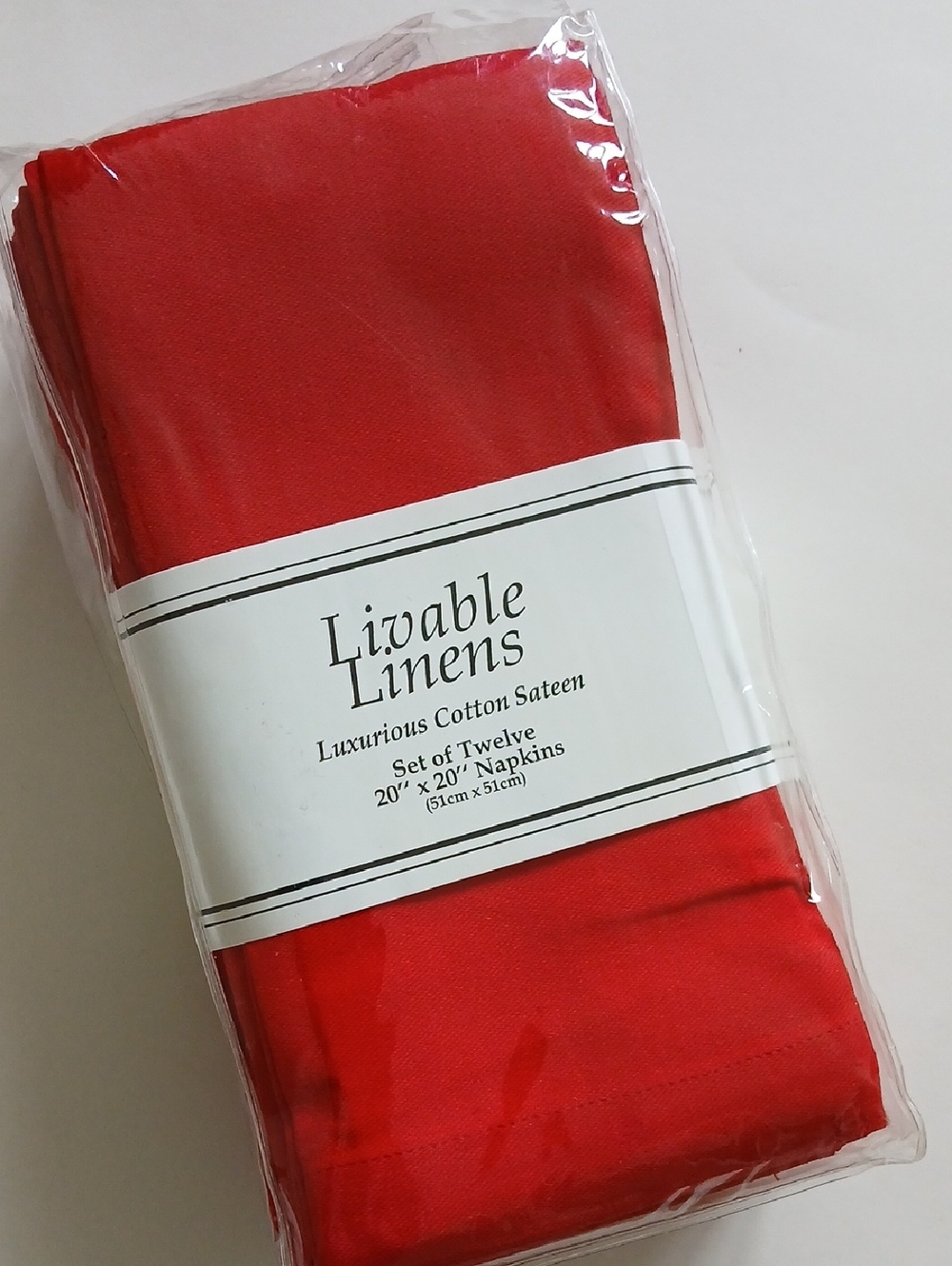 Red Napkins 100% Cotton Sateen 20x20" Set of 12 Livable Linens